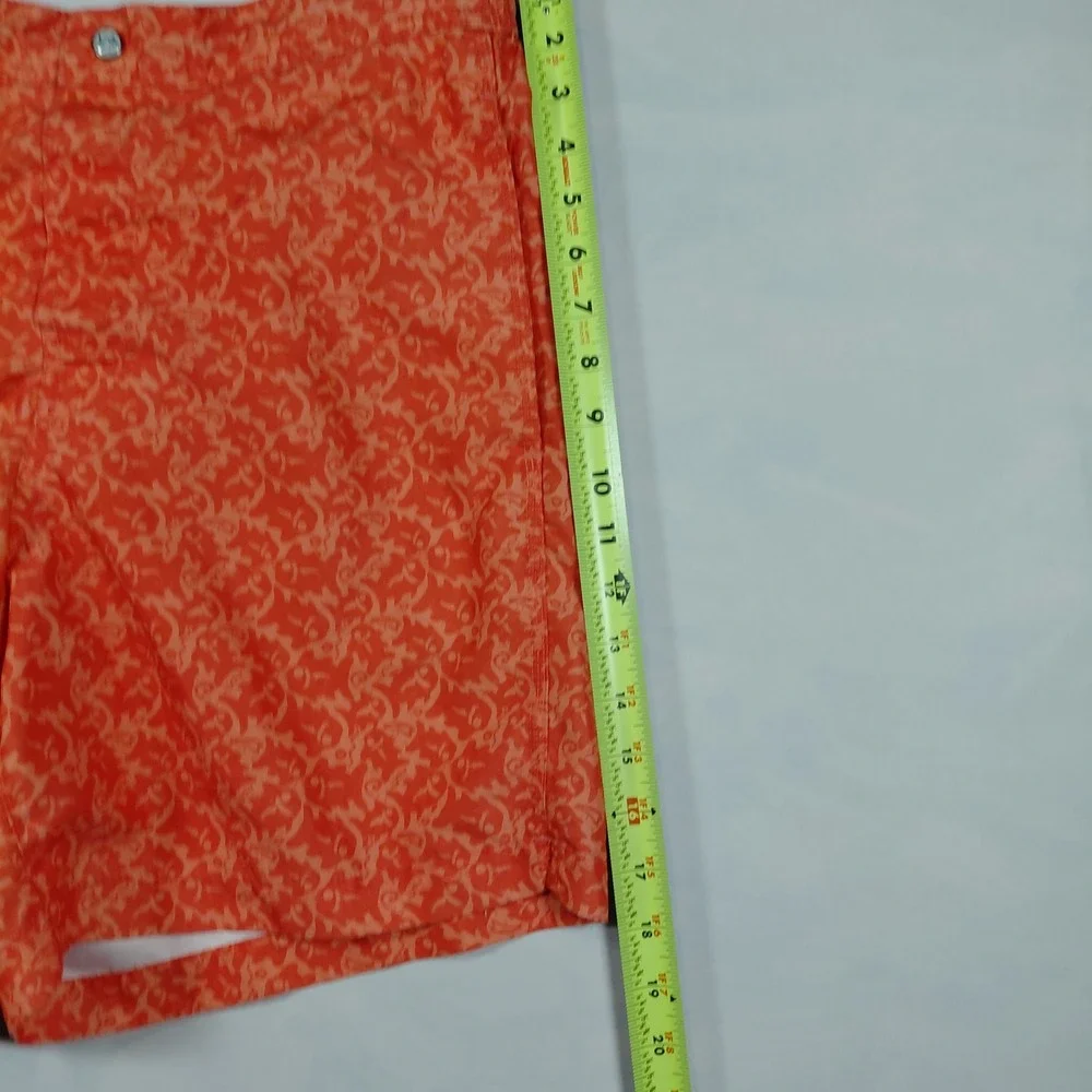 Southern Tide Skipjack Water Shorts Mens Medium Orange Fish Print Swim Trunks